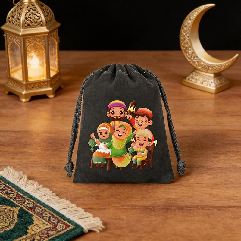 Ramadan Gift Bags, 12PCS Small Eid Mubarak Velvet Bags Jewelry Gift Wrapping Sacks Drawstring Pouches Candy Snack Bags for Islamic Muslim Party Favor Decorations - Image 4